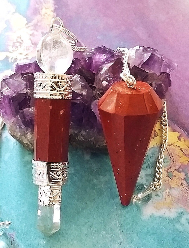 RED JASPER PENDULUM, 2 RED JASPER DOWSING PENDULUM, Chakra Dowsing Pendulum