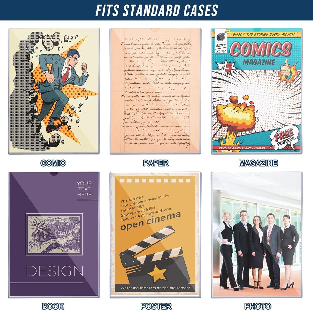 Comic Book Display Case Set, Include Comic Book Sleeves and Clear Plastic Easels