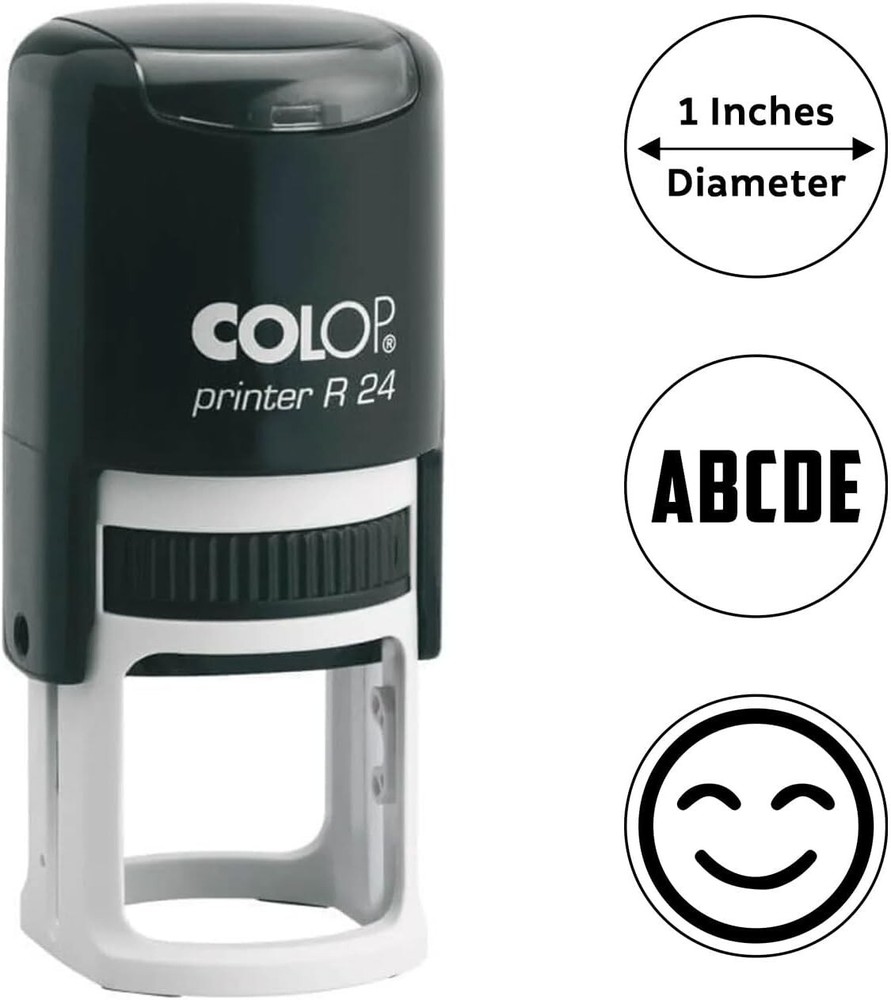 Customize with Initial or Smiley or Logo-Round self Inking Stamp-R24-1" BLUE