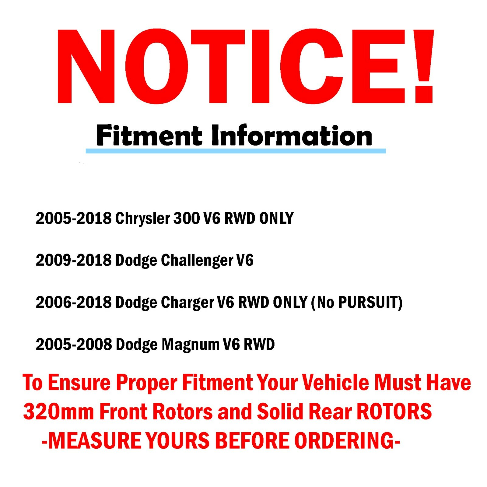 RWD Front Rear Drilled Brake Rotors for Chrysler 300 Challenger Charger Magnum