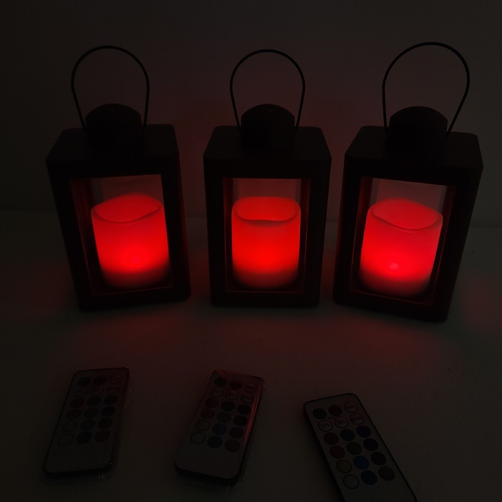 Home Reflections S/3 Mini Lanterns with Remote & Gift Boxes Red