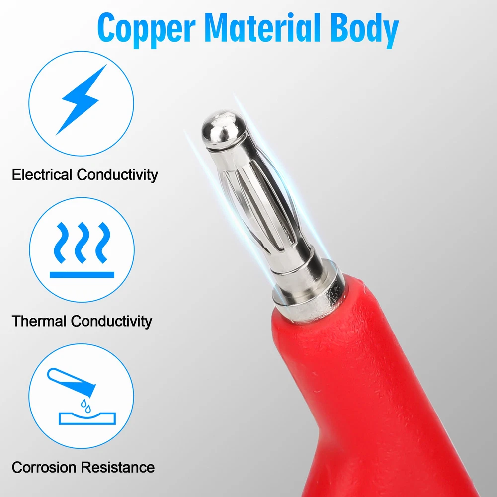 10PC 4mm Stackable Banana Plug to Test Hook Clip Test Leads & Alligator Clips