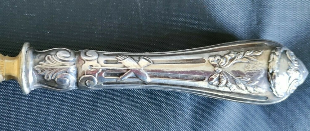 Ornate Unique Antique Silver Handle Fish Server