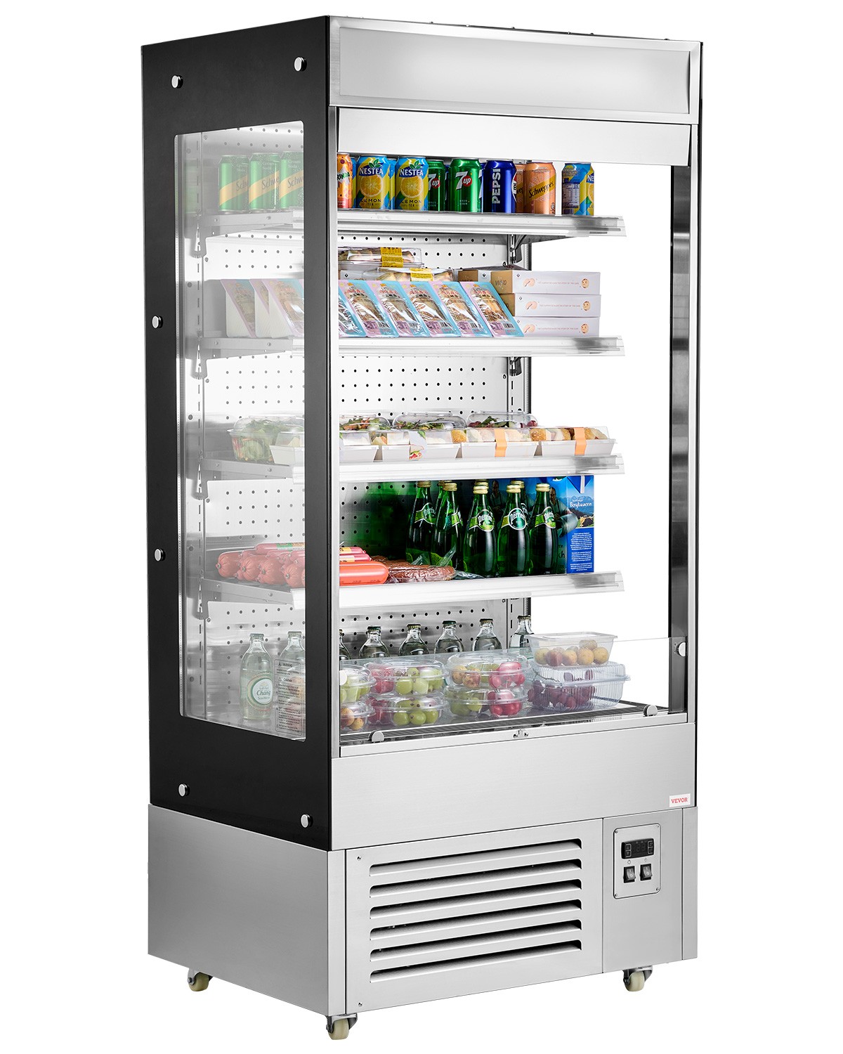 VEVOR Open Air Merchandiser 4-Tier Display Cooler with Air Curtain 18.4cu.ft.