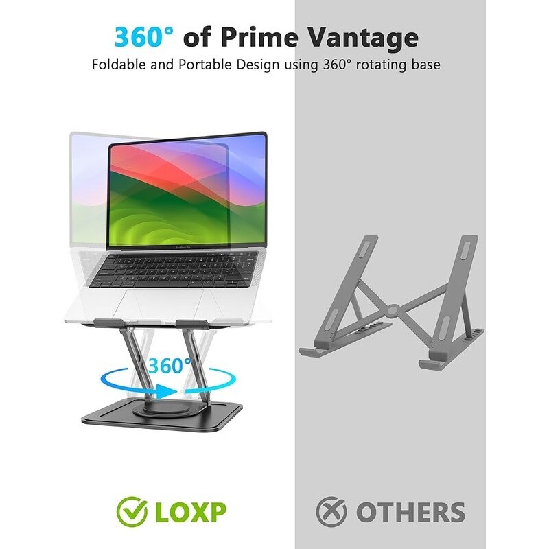 Adjustable Laptop Stand 360 Rotating Ergonomic Computer Riser 10-16 Inch Laptops