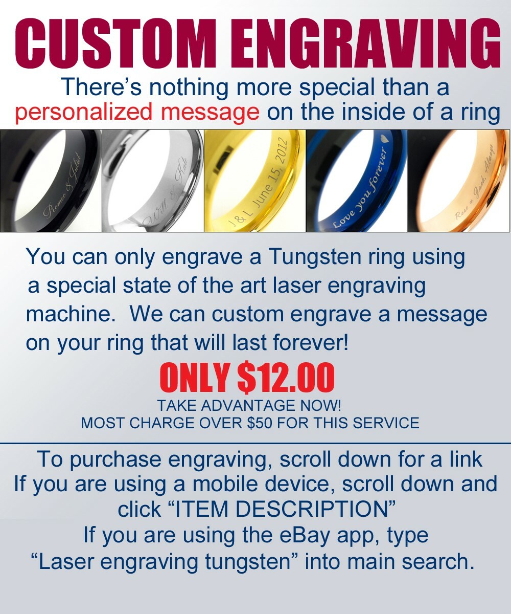 8mm Blue Tungsten Men's Ring Celtic Dragon *Glow in the Dark* Wedding Band