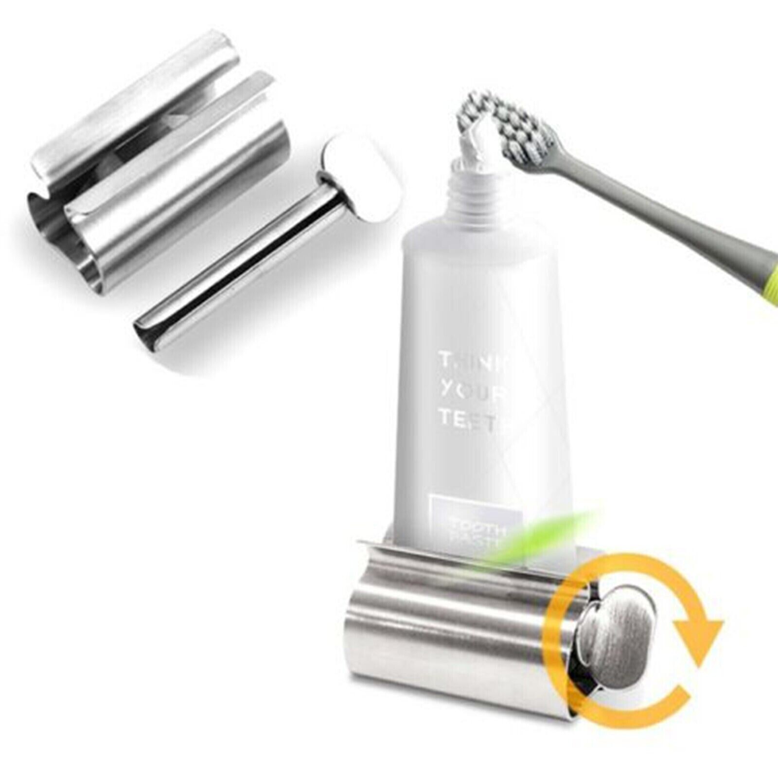 Toothpaste Tube Squeezer Stainless Steel Rolling Tube Dispenser Holder