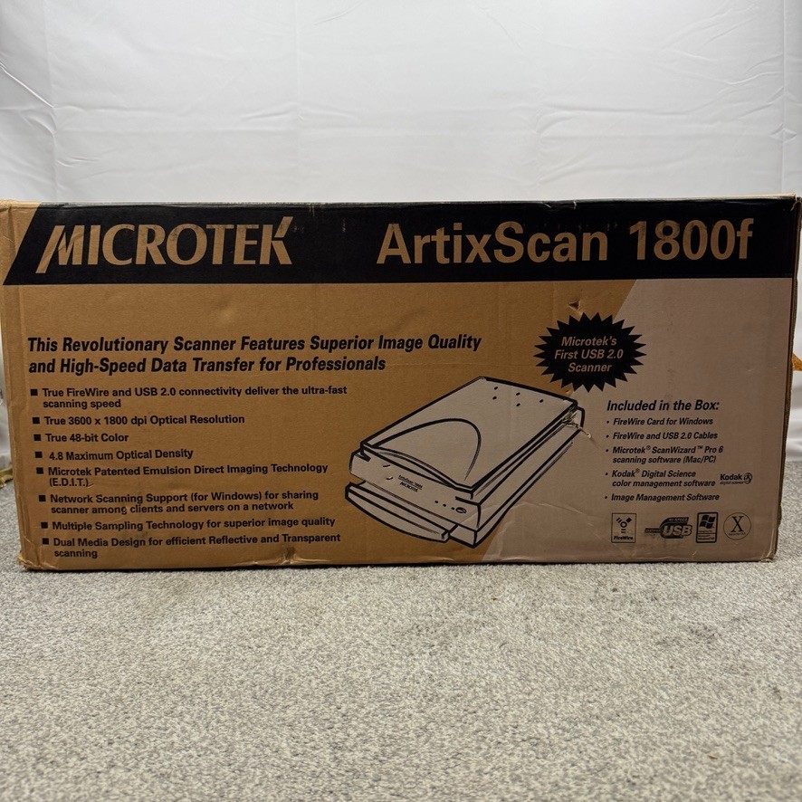 Microtek ArtixScan 1800f Flatbed Scanner With Power Cable USB & FireWire Cables