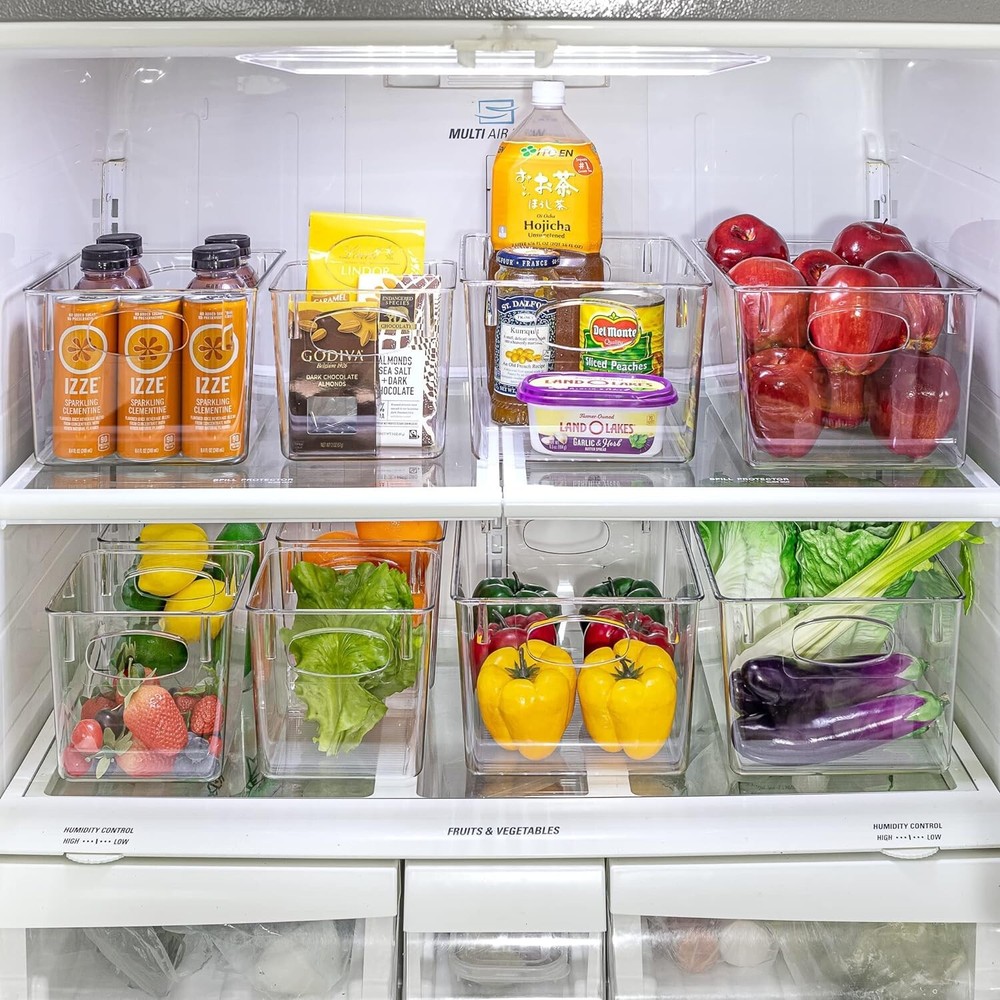 Clear Plastic Storage Bins - Versatile Kitchen & Pantry Organizers - 8 Pack