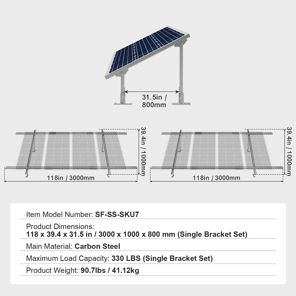 2 Sets Multi-Pieces Solar Panel Mounting Brackets 30°-60° Adjustable