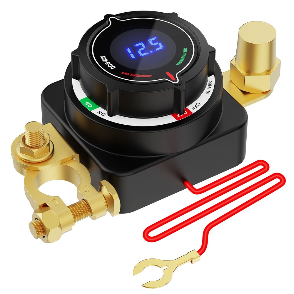 5-80V DC Battery Disconnect Switch Voltmeter, Master Isolator On Off Kill Switch