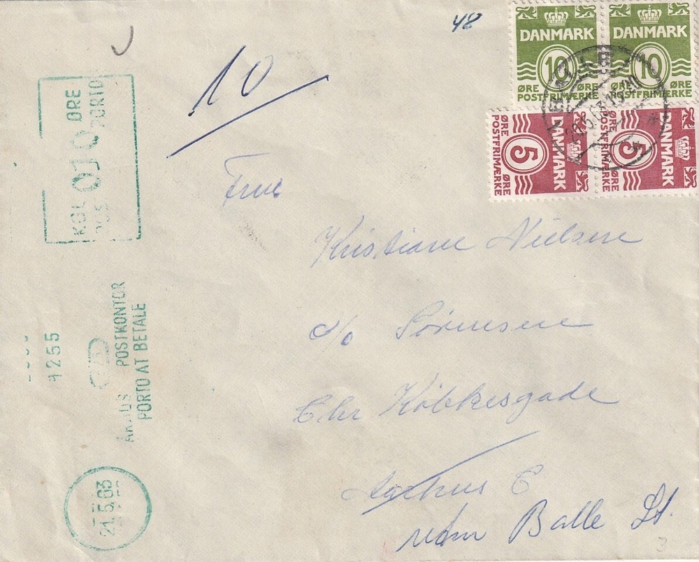 DENMARK: Cover Aarhus 1963. Unknown.  Postage due.