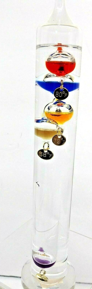 THREE HANDS GALILEO THERMOMETER MULTI COLOR DECK SHELF DECOR 11" - U