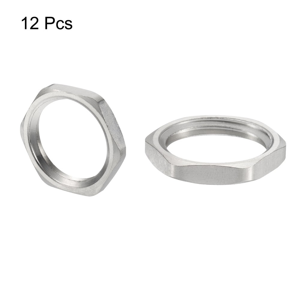 12PCS Cast Pipe Fitting Hex Locknut Nut NPT1/2" Female Thread Silver Tone