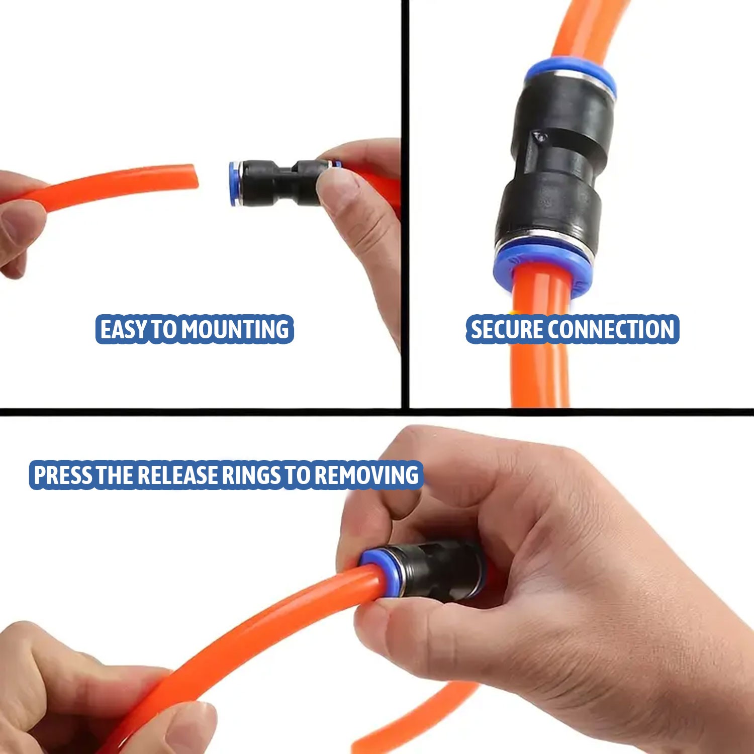 80Pcs Quick Connect Air Hose Fittings, 5 Sizes Air Line Push to Connect Fit...