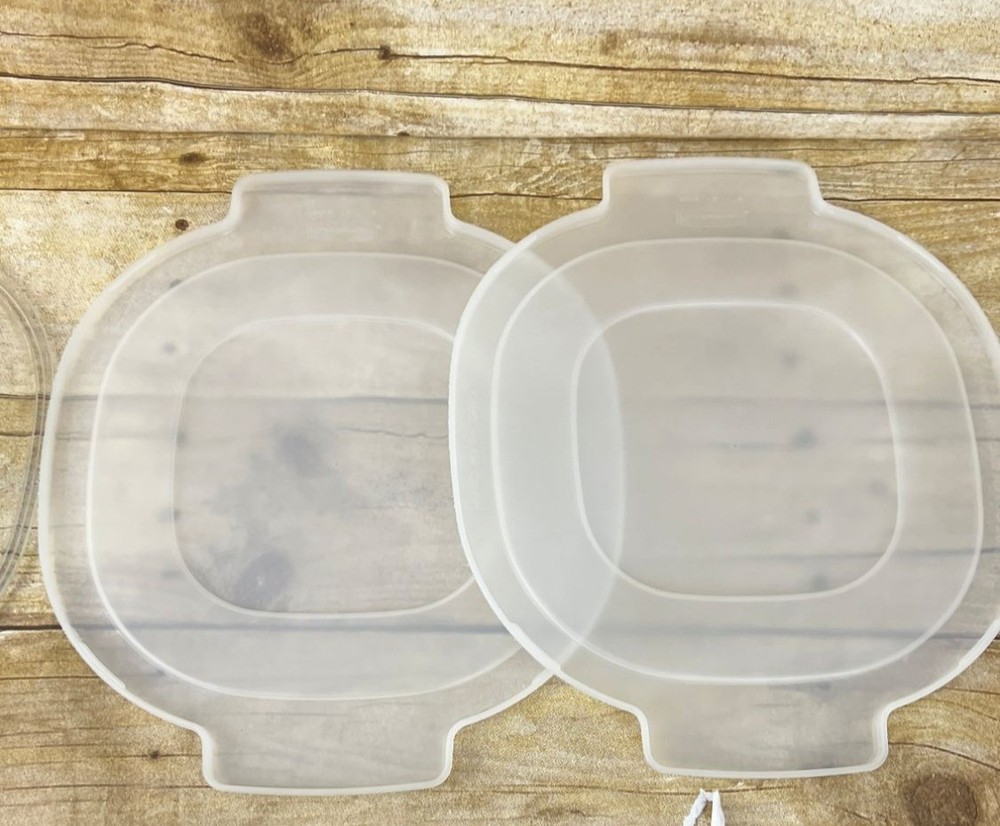 Rubbermaid Microwave Cookware 8 Piece Set Tan Space Saving Stackable Vintage