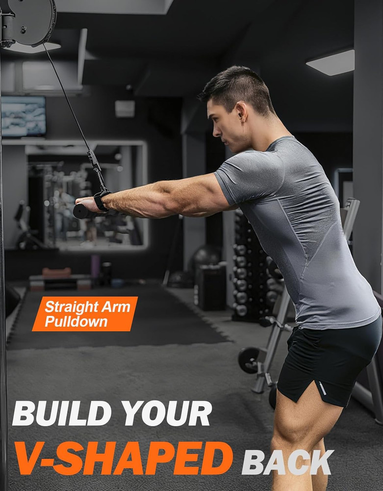 Straight Lat Bar Cable Machine AttachmentPull Down Short Bar for Bicep...