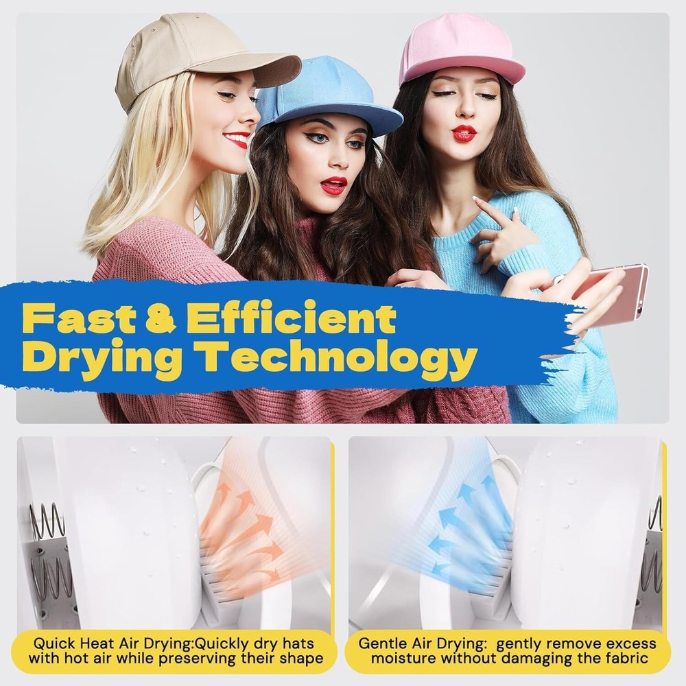 Effortless Hat Cleaning & Drying Machine with Adjustable Fit Technology