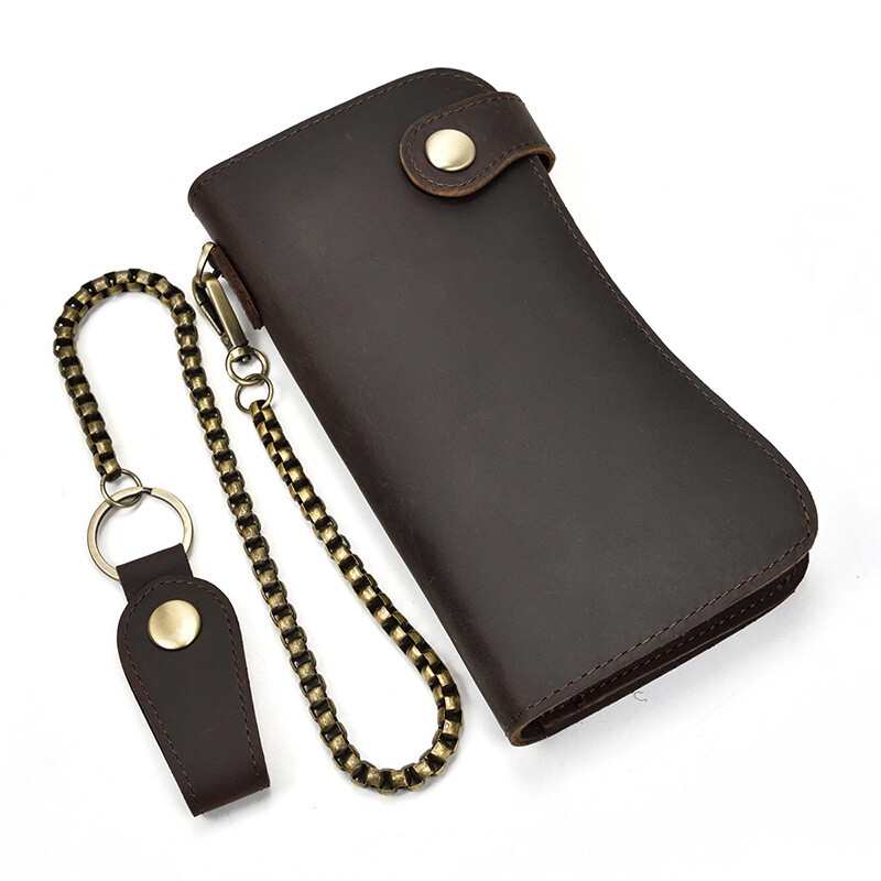 Men Leather Credit ID Cards Holder Long Chain Wallet Biker Trucker Heavy Thick S