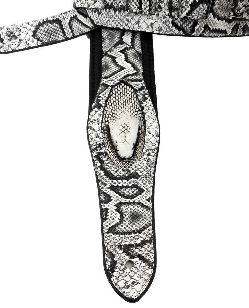Walker & Williams SF-03 White & Black Snake Pattern Strap with Snakehead  