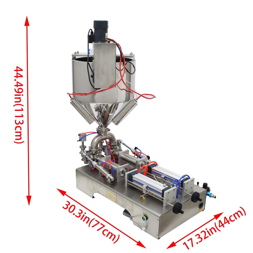 50-500ml Paste Liquid Filling Machine W/ Mixing,Heating Function 2Nozzle Filling