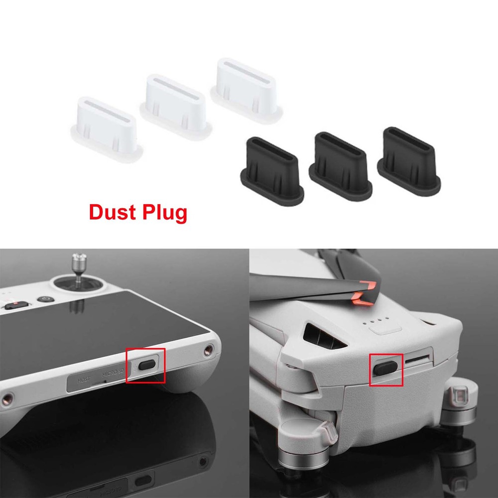 3pcs Silicone Type-C Interface Dust Plug For DJI Mini 3 Pro Drone Remote Control