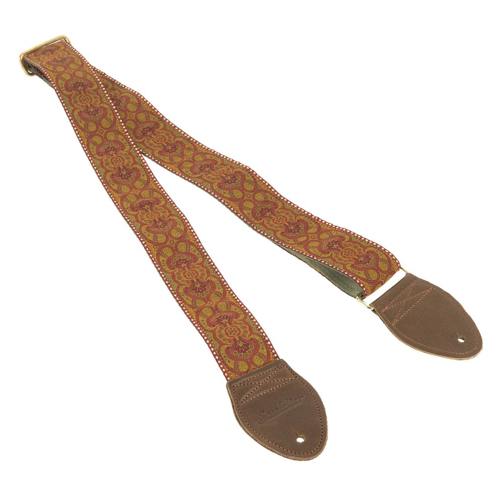 Souldier "Arabesque" Red Pattern 2" Guitar Strap with Olive Ends