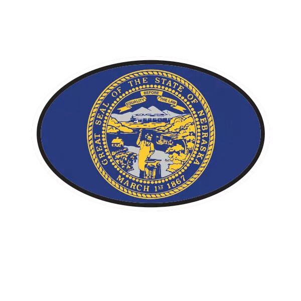 Nebraska State Flag Oval Sticker