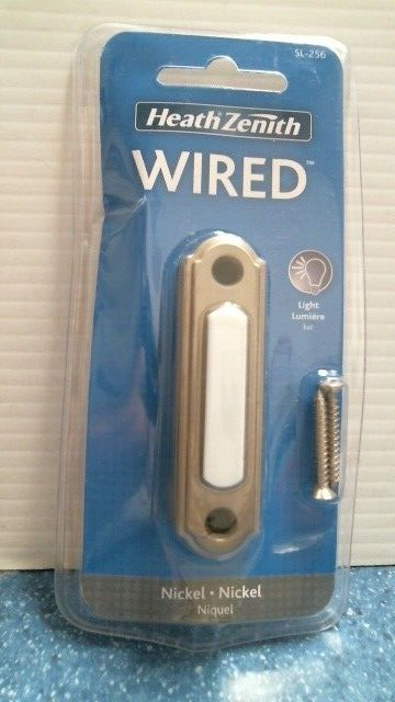 Heath Zenith Wired, Lighted Insert Push Button Door Bell Nickel (SL-256) FS