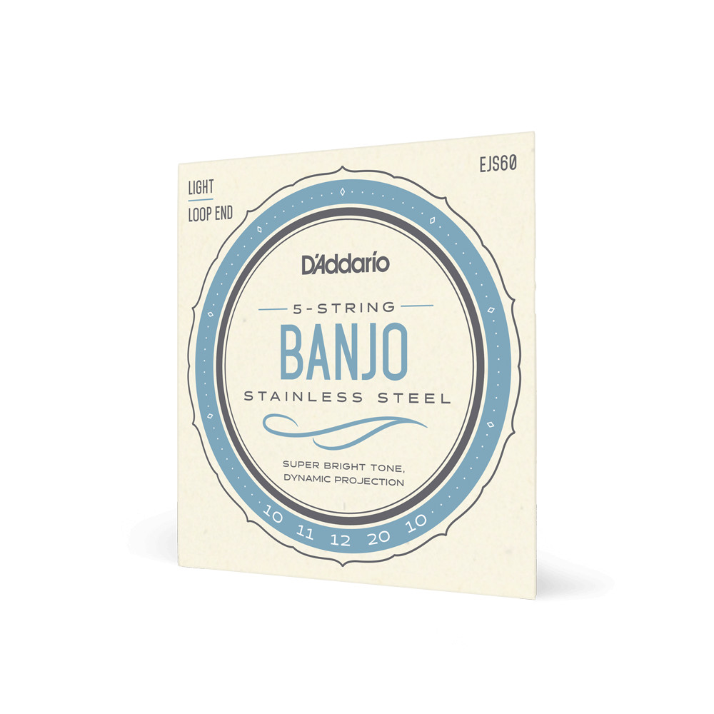 D'Addario EJS60 5-String Banjo Strings, Stainless Steel, Light, 9-20