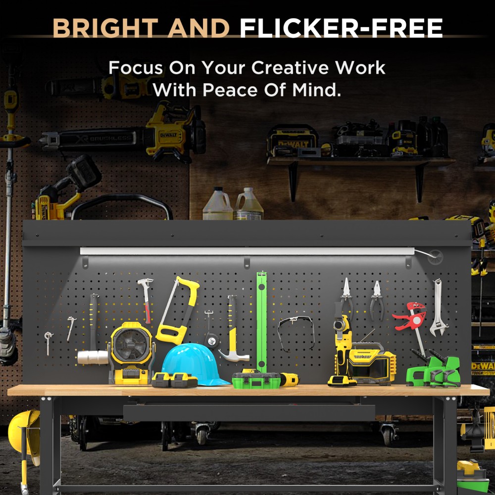 60" Adjustable Workbench w/ Drawers, 2000lb Cap, LED Light, Outlet
