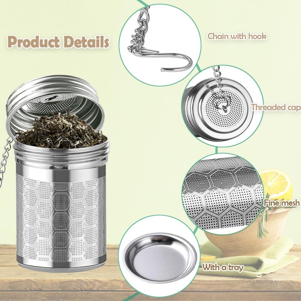 2 Pack Stainless Steel Tea Infusers, Extra Fine Mesh Strainers with Drip Tray...