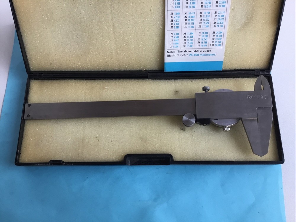 Dial Caliper 6" Calibrated .01" with Case includes Mitutoyo conversion card EUC