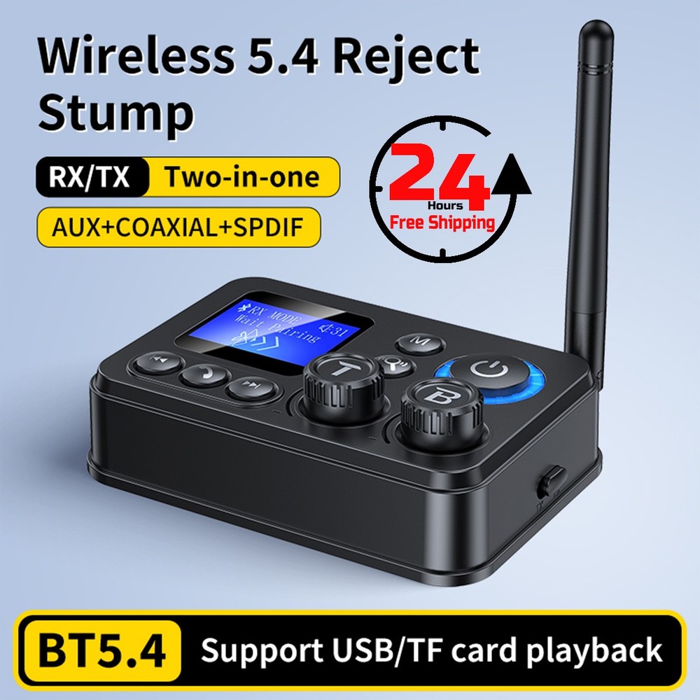 LCD Bluetooth 5.3 Transmitter Receiver Wireless Audio HiFi Music Adapter AUX RCA