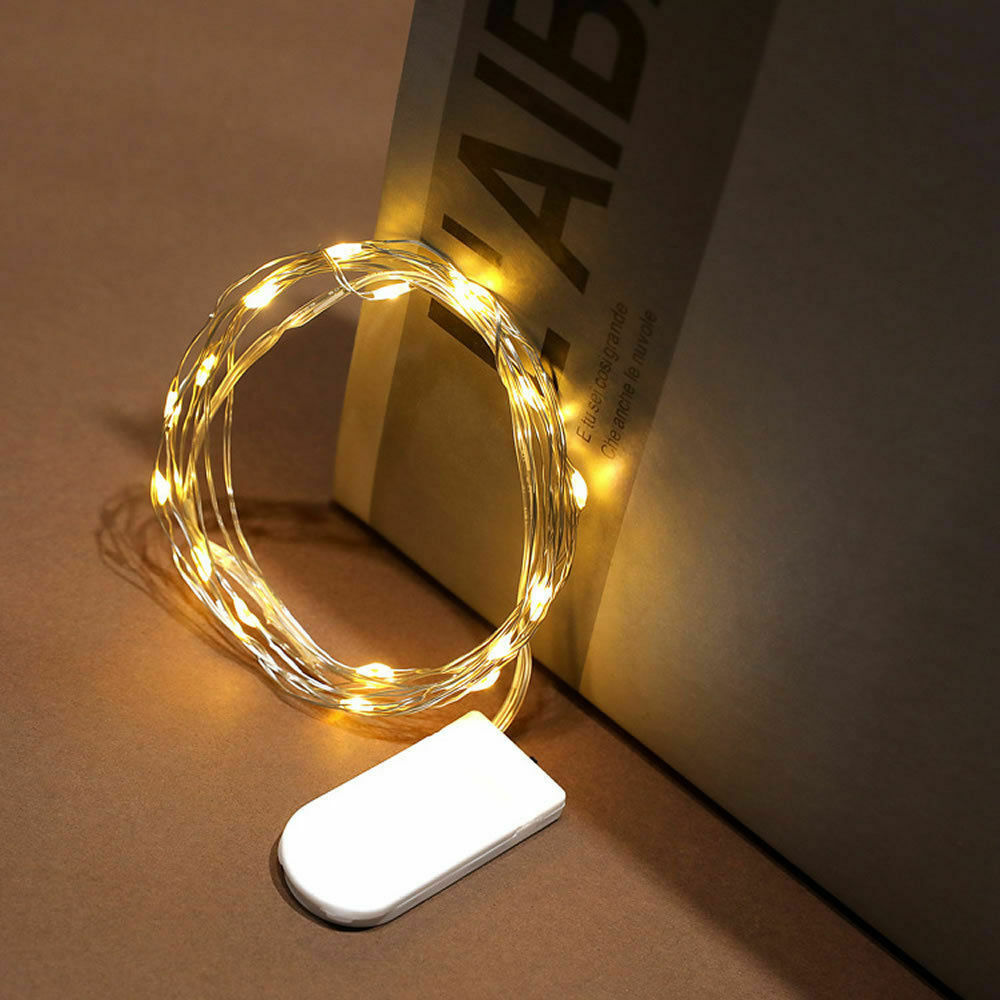 10 pack 20LED Fairy String Lights Button Cell Powered Copper Wire Mini Light 2M
