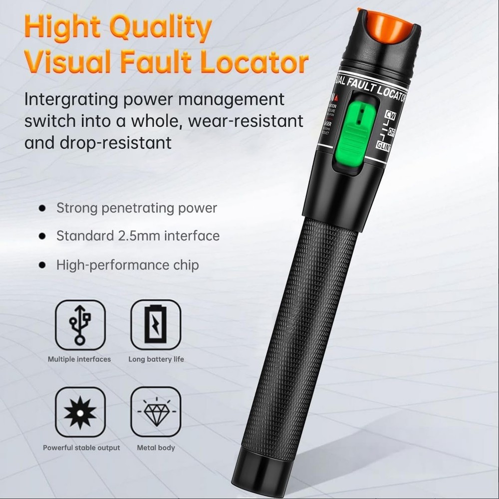 Advanced Battery-Powered Fiber Optic Cable Tester with Multi-Interface Adapter