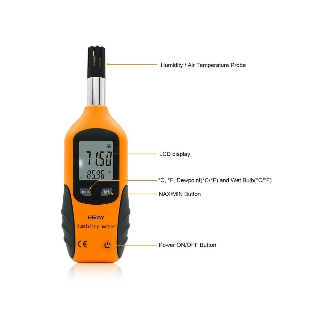 ERAY Digital Psychrometer Temperature Humidity Gauge Meter Backlight LCD Display