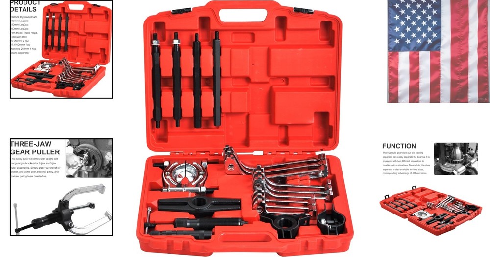 10 Ton Hydraulic Gear Jaw Pulling Bearing Separator Puller Set Kit