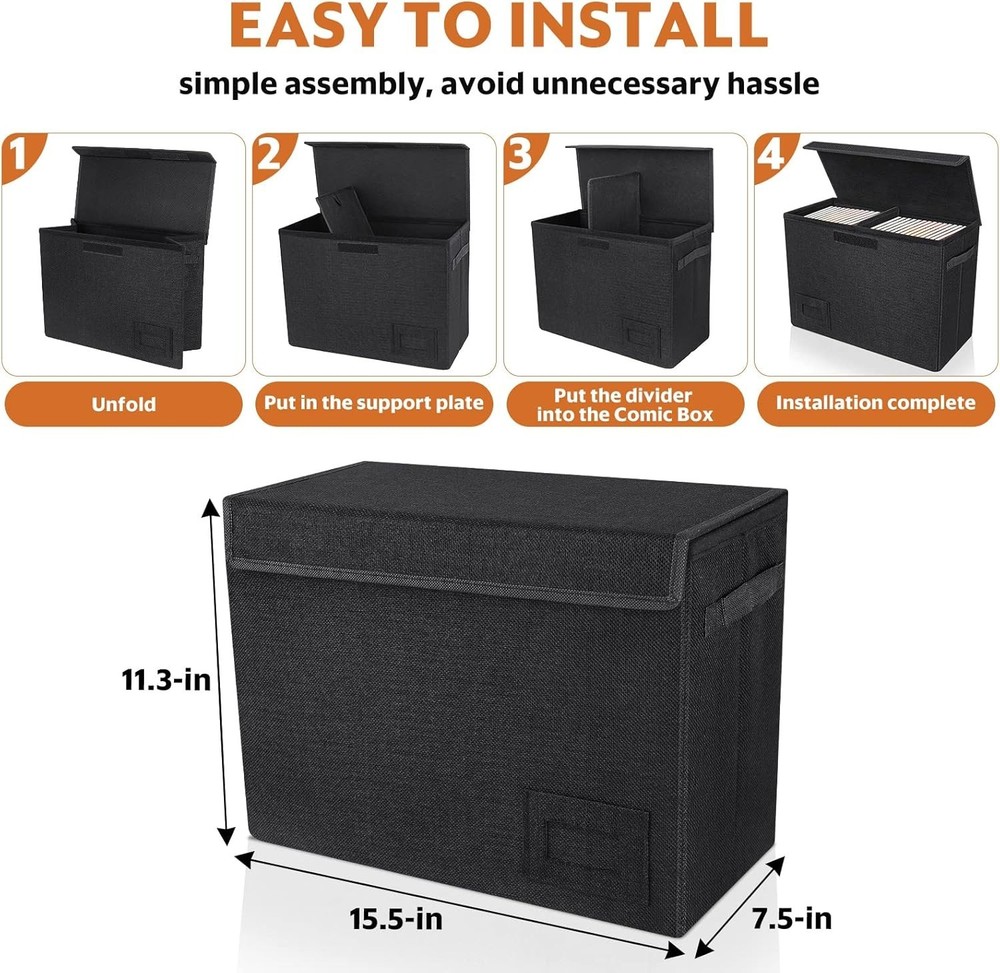 2-Pack Comic Book Organizer, Collapsible Comics Book Case with Dividers