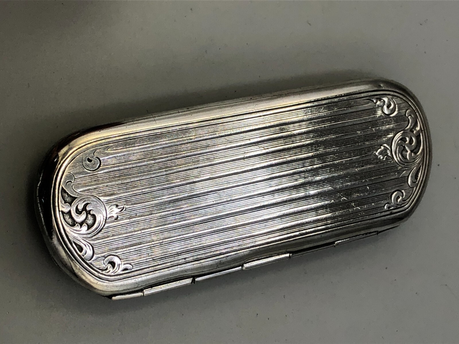 Antique Sterling Silver Eyeglass Case with liner, 4 3/8" x 1.75"