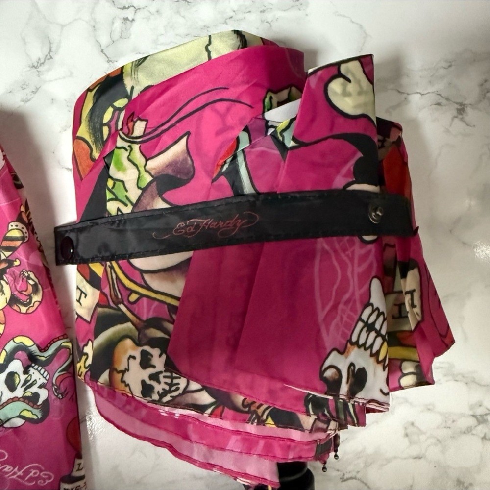Ed Hardy Pink Skull Umbrella