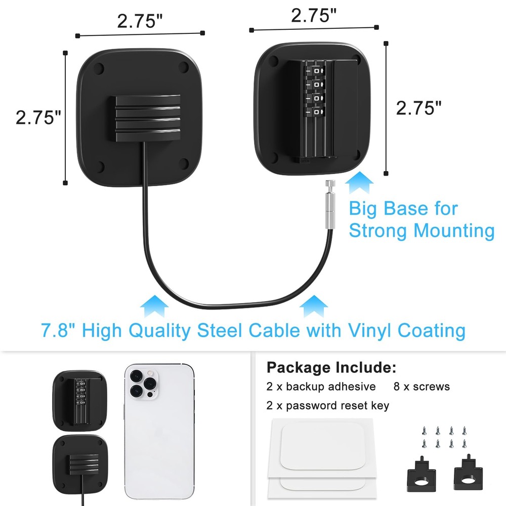 2 Pack Fridge Lock with Combination, No Key Required, Upgrade Large, Black