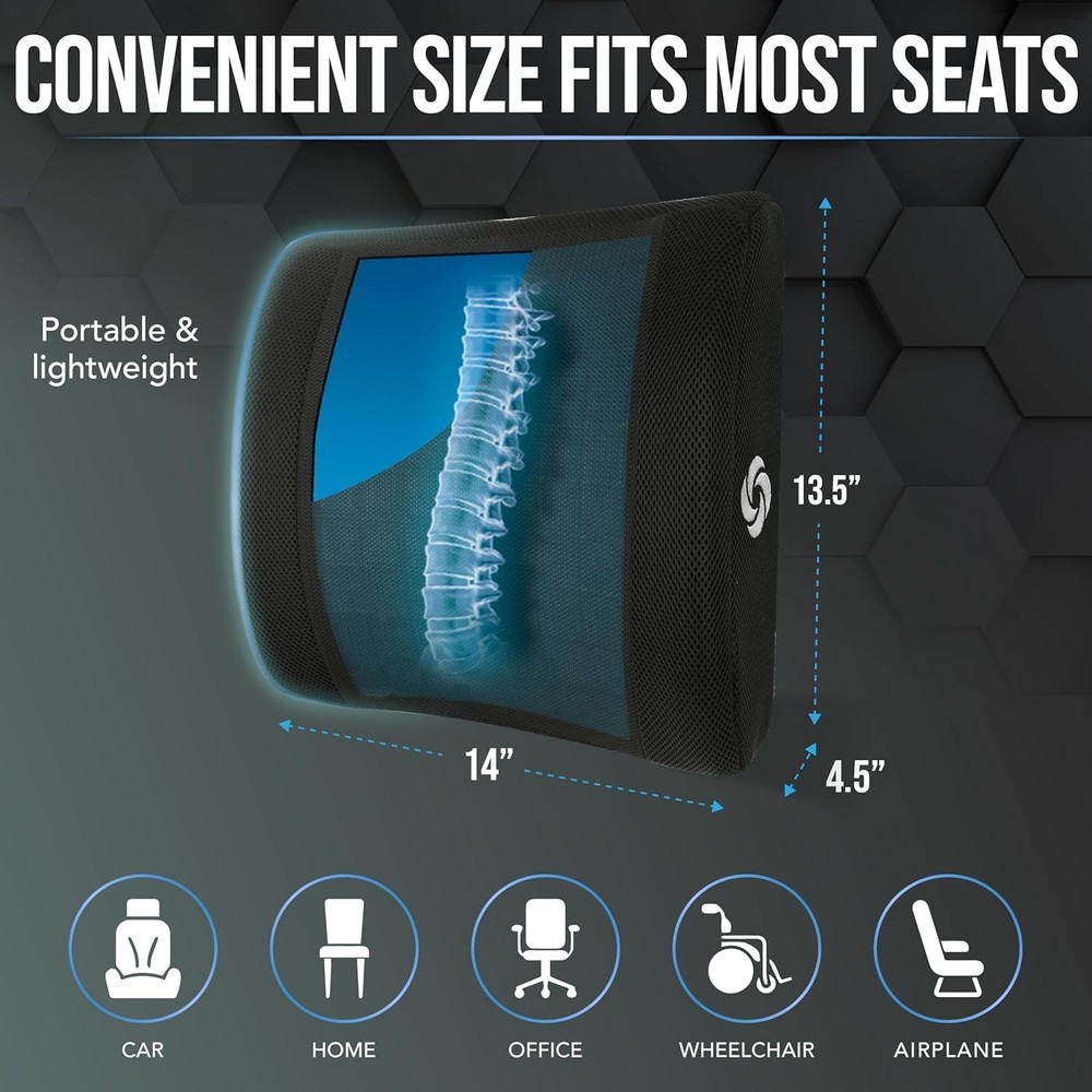 Samsonite Memory Foam Ergonomic Lumbar Support Pillow Car/Work/Plane/Office