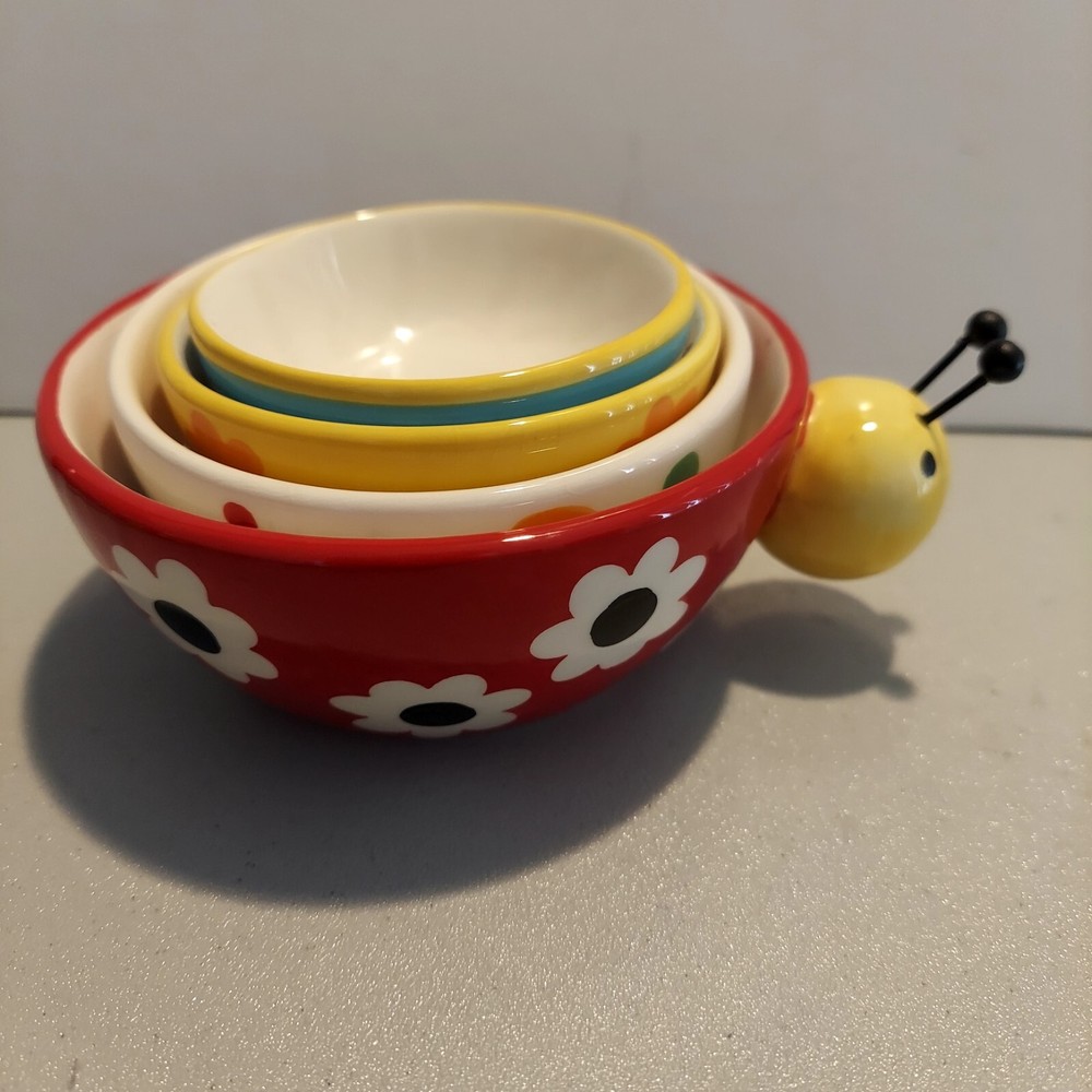 Boston Warehouse Trading#1638444 Ladybug Ceramic Nesting Measuring Cups
