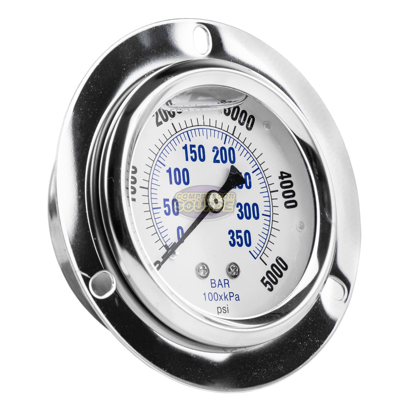 2.5" Liquid Filled Pressure Gauge 0-5000 PSI 1/4" NPT CBM Panel Flush Mount