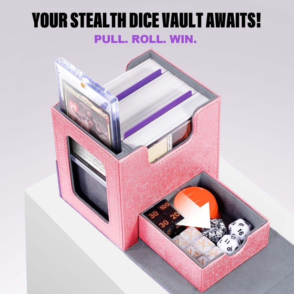 Commander Deck Box for MTG with Metal Emblem, Card Deck Box with Dice Tray, H...