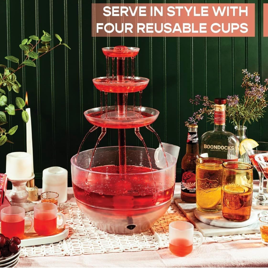 Drink Fountain for Parties - 1.5 Gal, 3 Tier Punch Bowl Champagne Tower