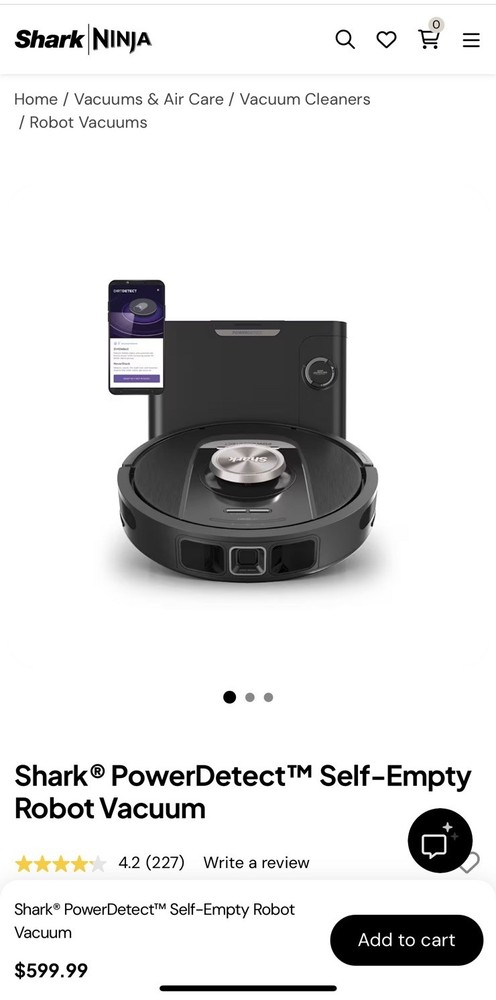 Shark PowerDetect Self-Empty Robot Dirt Detection Smart Home Integration Black