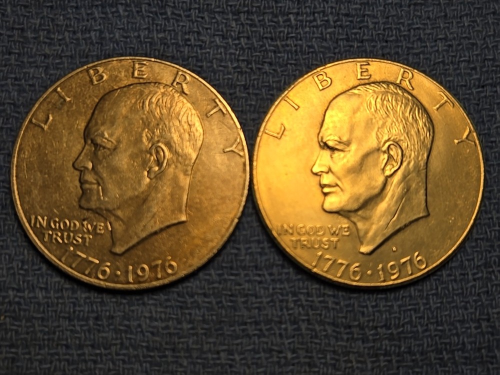 Two Bicentennial Eisenhower $1. D, No Mint Mark.