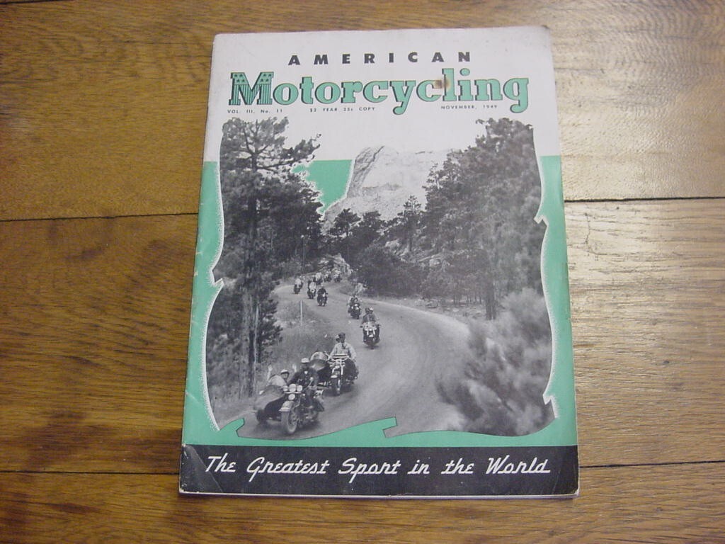 VINTAGE  American Motorcycling magazine November 1949 New Triumph Thunderbird